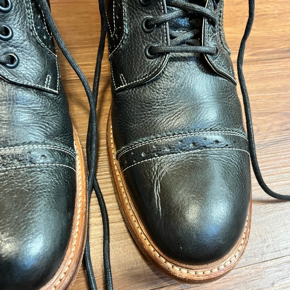 Stacy Adams Brockton Cap Toe Lace Boot 11D Black OLD MAN COMFORT pre-owned - Picture 6 of 11